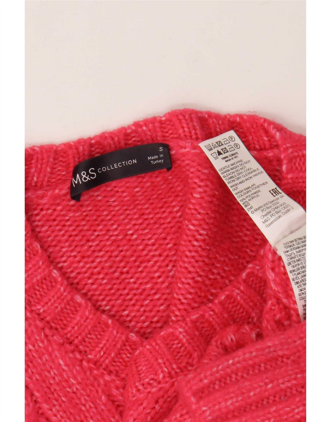 Maglione oversize con scollo a V da donna Marks & Spencer UK 10 piccolo rosa