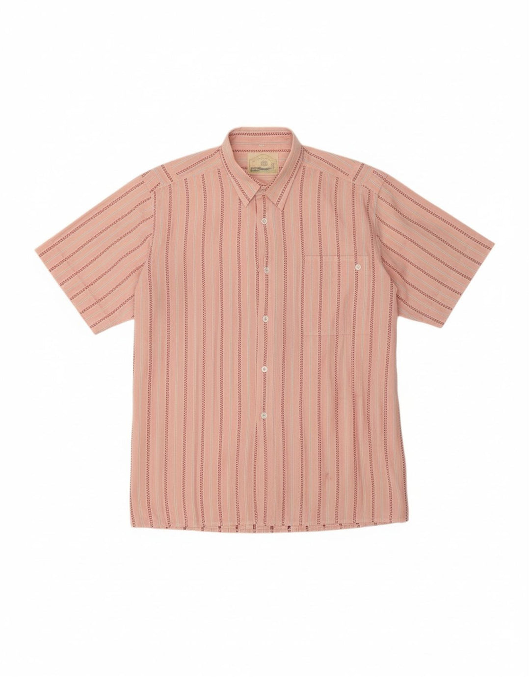 VINTAGE Mens Short Sleeve Shirt XL Pink Striped