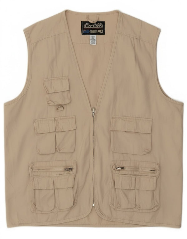Gilet multiuso da uomo vintage UK 42 XL in cotone beige