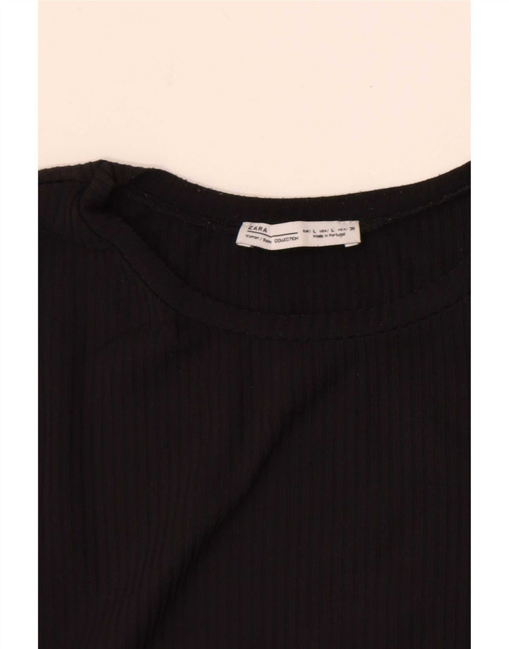 Top corto da donna Zara a maniche lunghe UK 14 grande nero