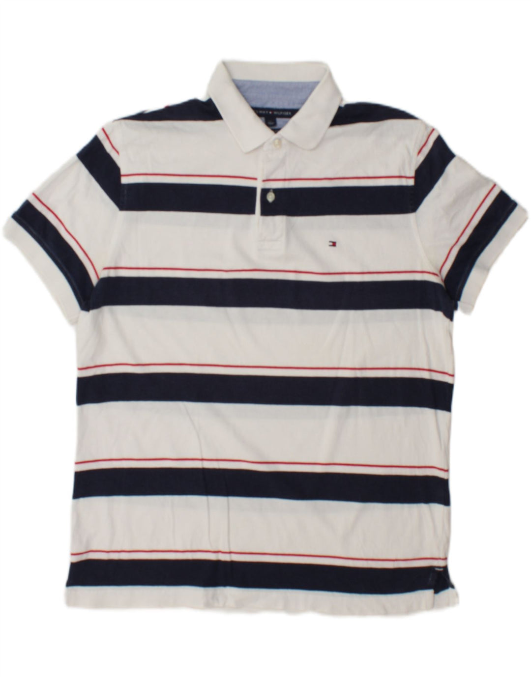 Polo da uomo su misura Tommy Hilfiger, vestibilità larga, a righe bianche