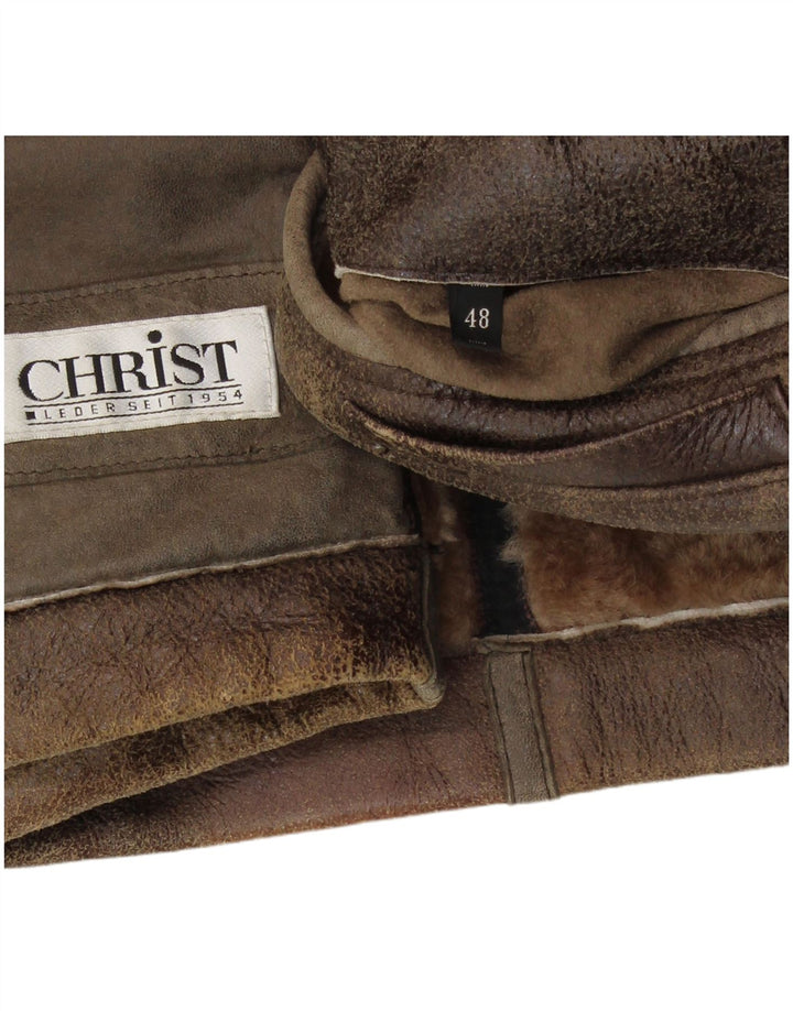 Giubbotto in shearling da uomo Christ IT 48 in pelle marrone medio