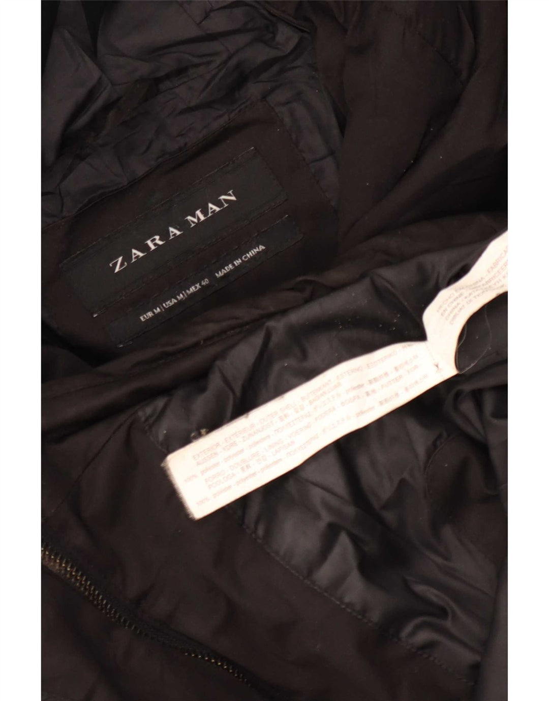 Giacca imbottita con cappuccio da uomo Zara UK 38 poliestere nero medio