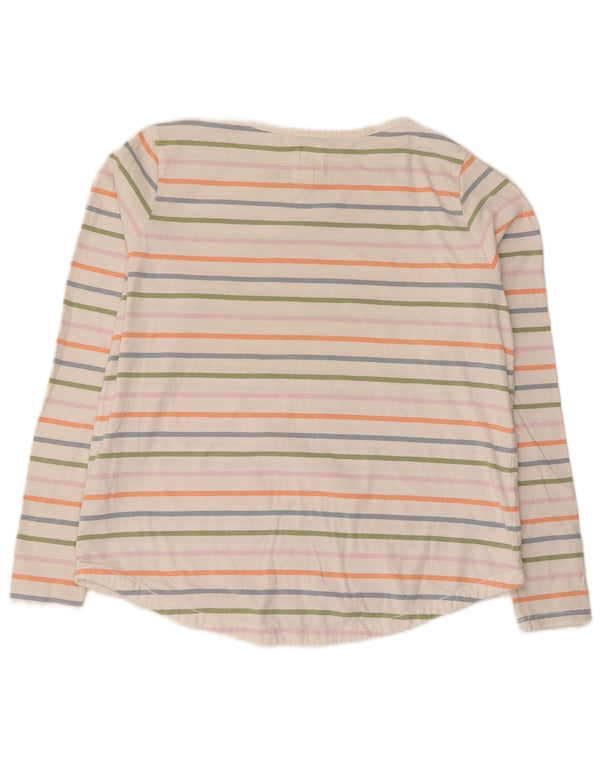 Fat Face Top da donna a maniche lunghe UK 14 Grande cotone a righe bianche
