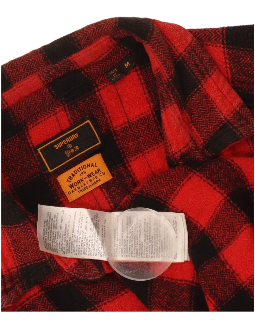 Camicia da uomo slim fit in flanella da boscaiolo Superdry, cotone a quadretti rosso medio