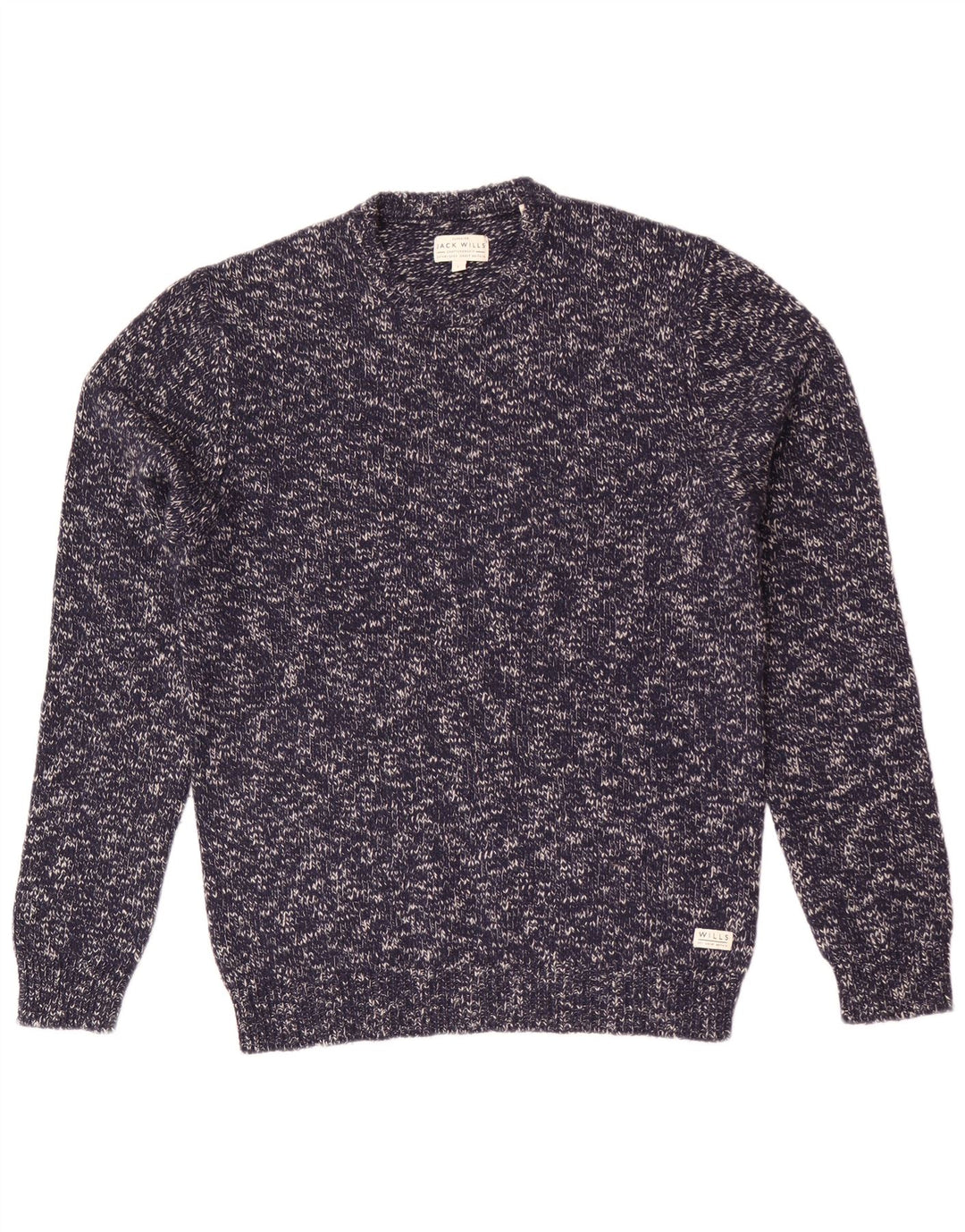 Maglione maglione girocollo da uomo Jack Wills grande lana d'agnello screziata blu navy