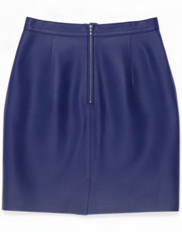 Gonna vintage in pelle da donna piccola W26 Blu