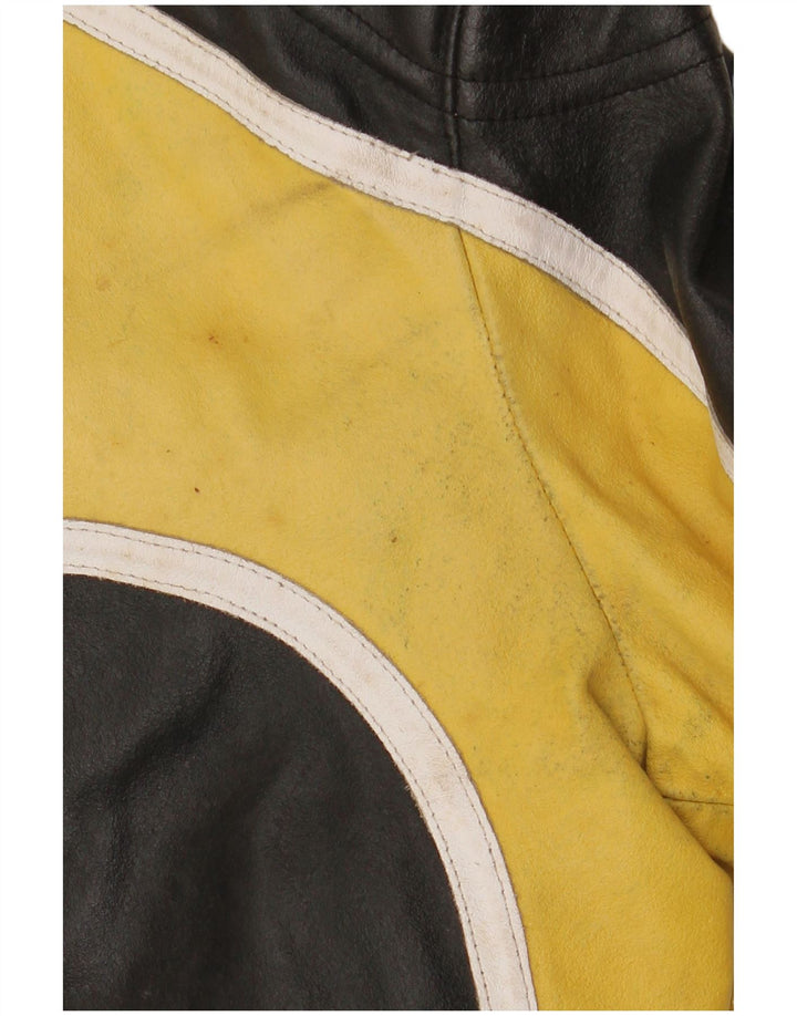 Giacca da pilota in pelle da uomo VINTAGE IT 48 Pelle color block media nera