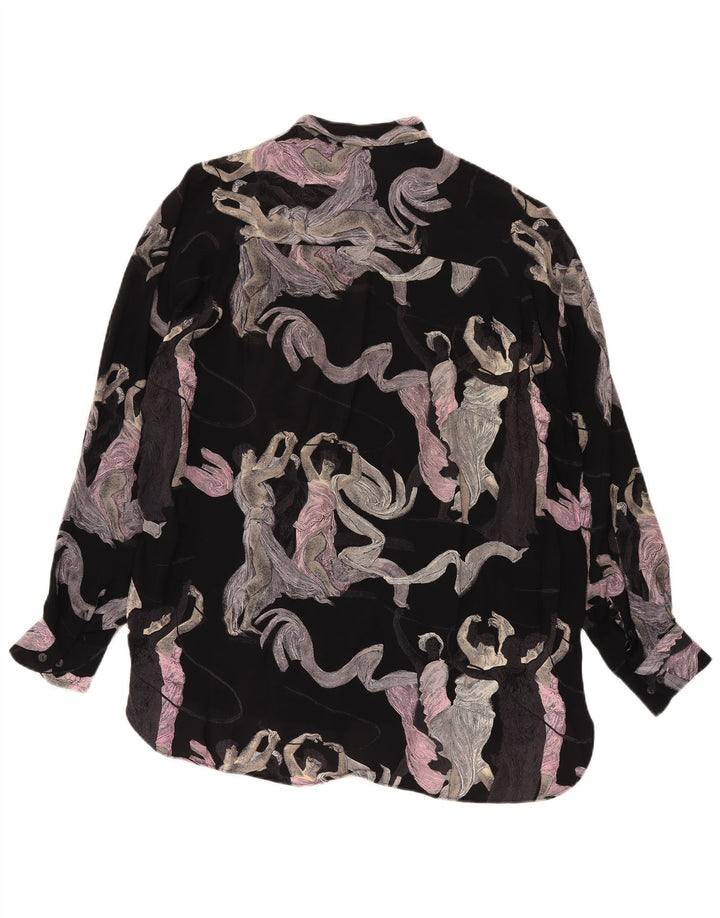 Camicia vintage da uomo con motivo astratto XL in viscosa nera