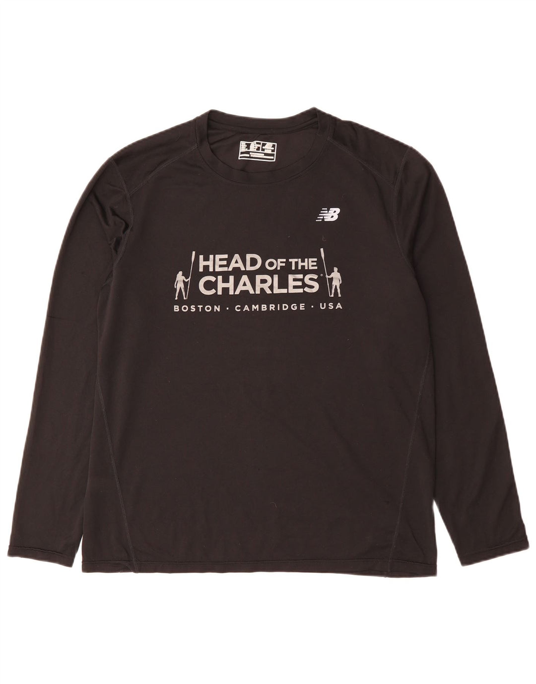New Balance Boston Graphic Top da uomo a maniche lunghe grande nero