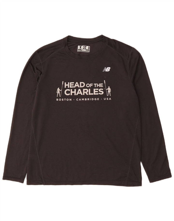 New Balance Boston Graphic Top da uomo a maniche lunghe grande nero