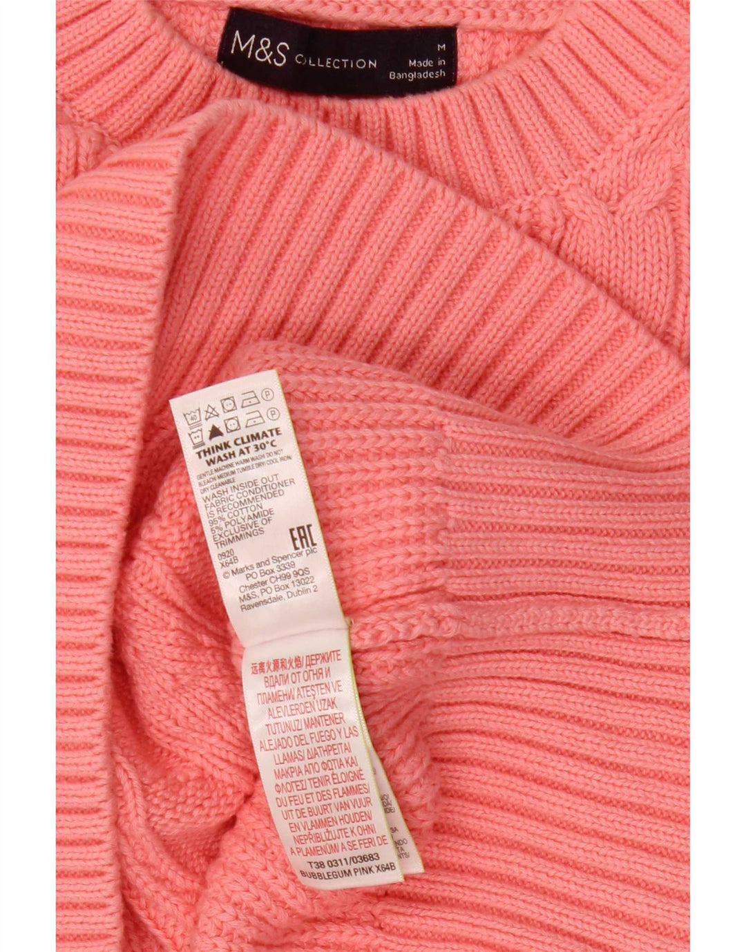 Maglione girocollo corto da donna Marks & Spencer UK 14 Rosa medio