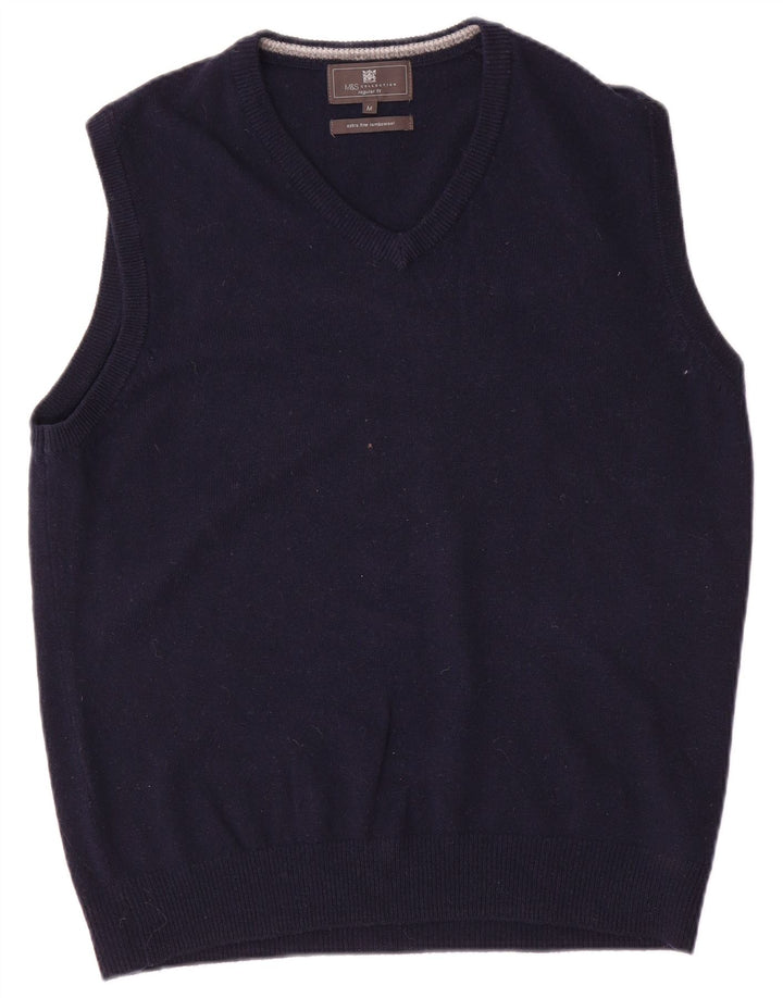 Canotta da uomo Marks & Spencer vestibilità regolare canotta media in lana blu navy
