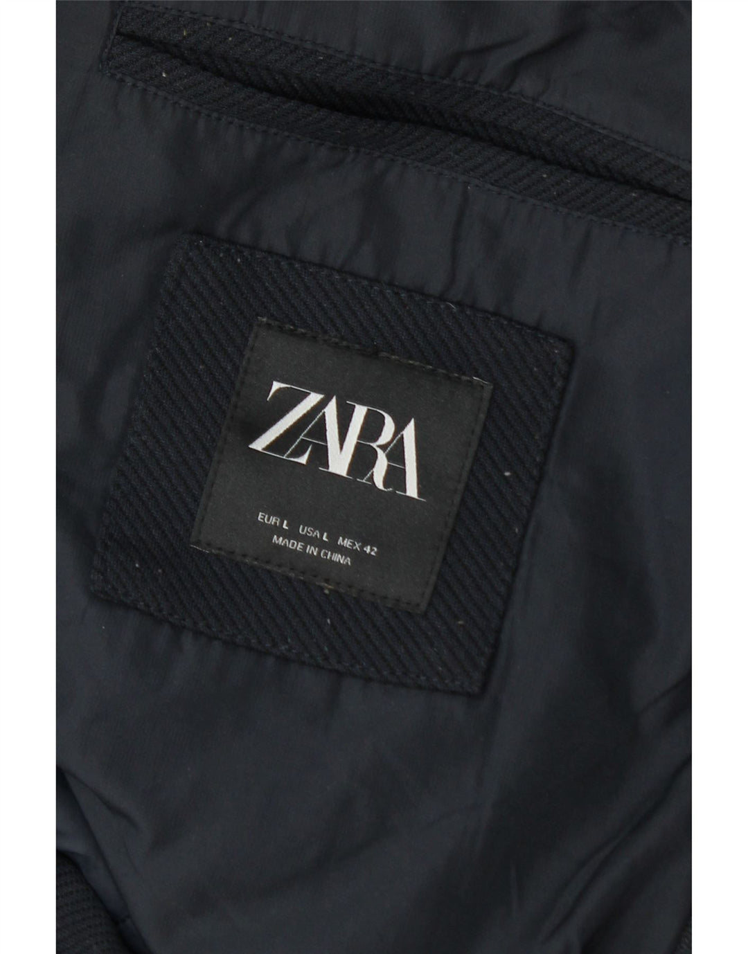 Cappotto imbottito con cappuccio da uomo Zara UK 40 grande invernale in poliestere blu navy