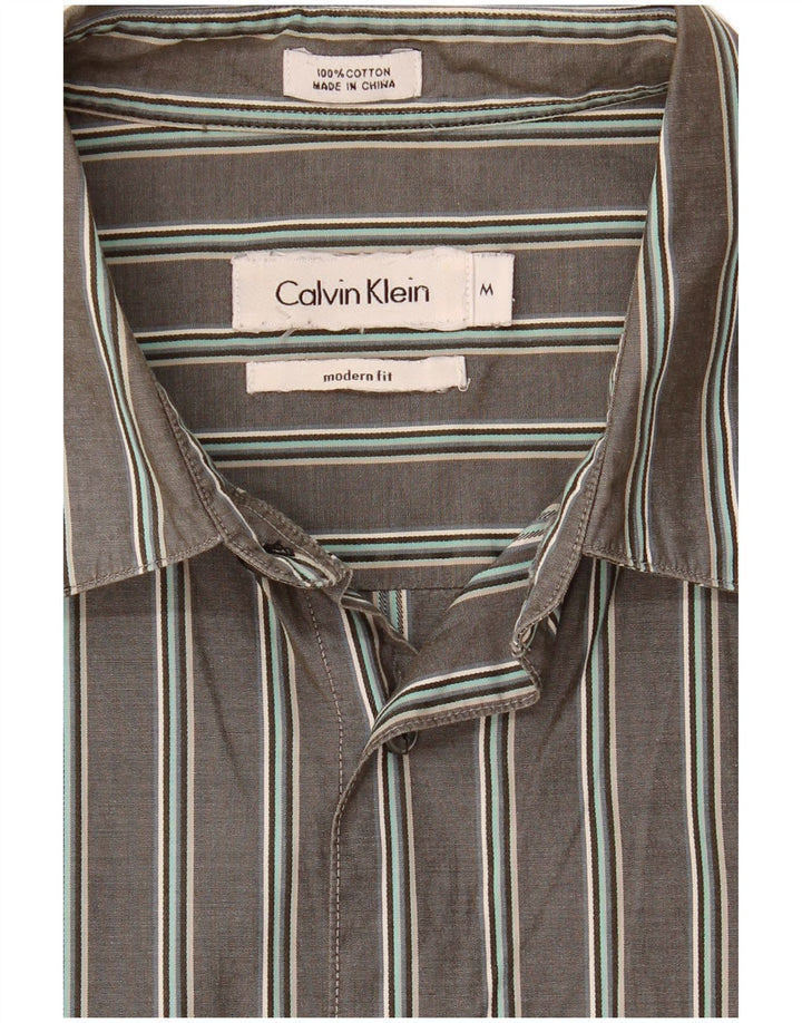 Camicia da uomo Calvin Klein Modern Fit in cotone a righe grigio medio