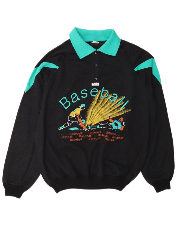 Roby Felpa con collo alto con grafica da uomo, maglione XL, cotone color block nero
