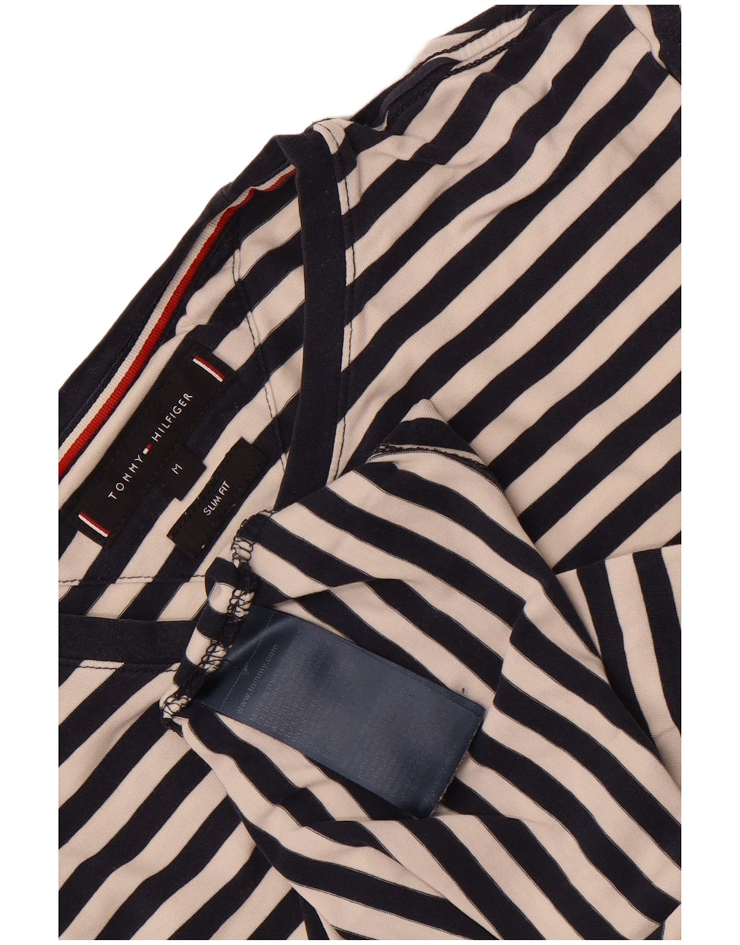 T-shirt slim fit da uomo Tommy Hilfiger Top in cotone a righe blu navy medio