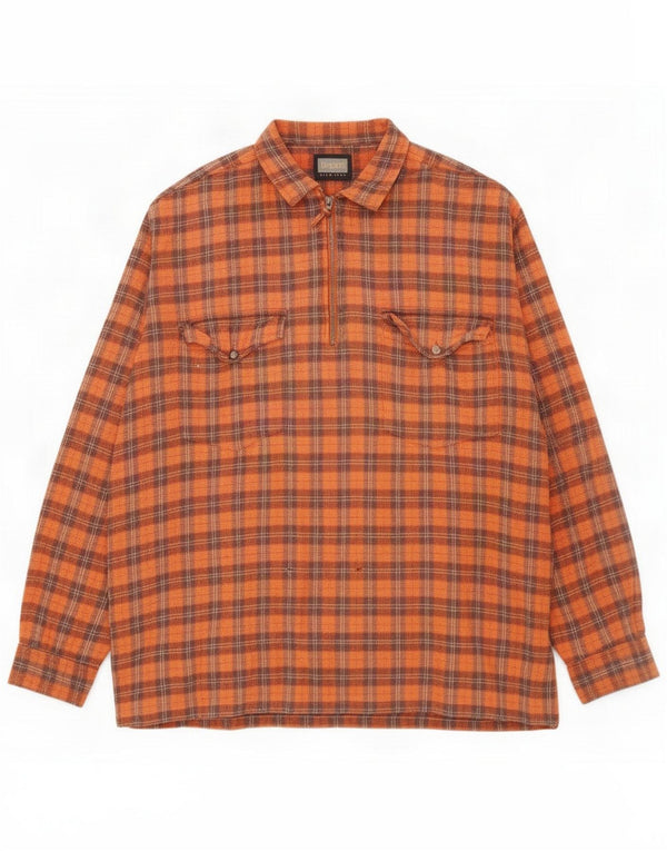 Picdor Camicia da uomo in flanella pullover XL Cotone a quadri arancione