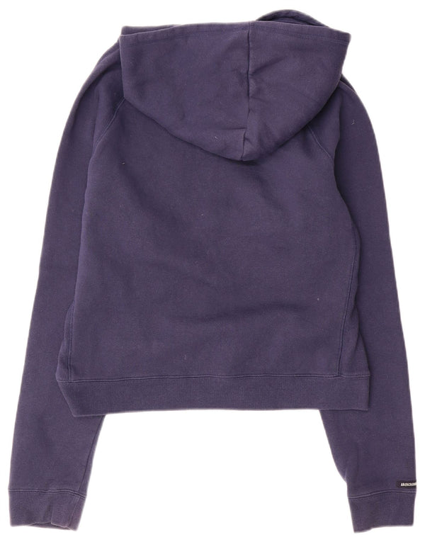Maglione con cappuccio grafico da donna Abercrombie & Fitch UK 16 grande blu navy