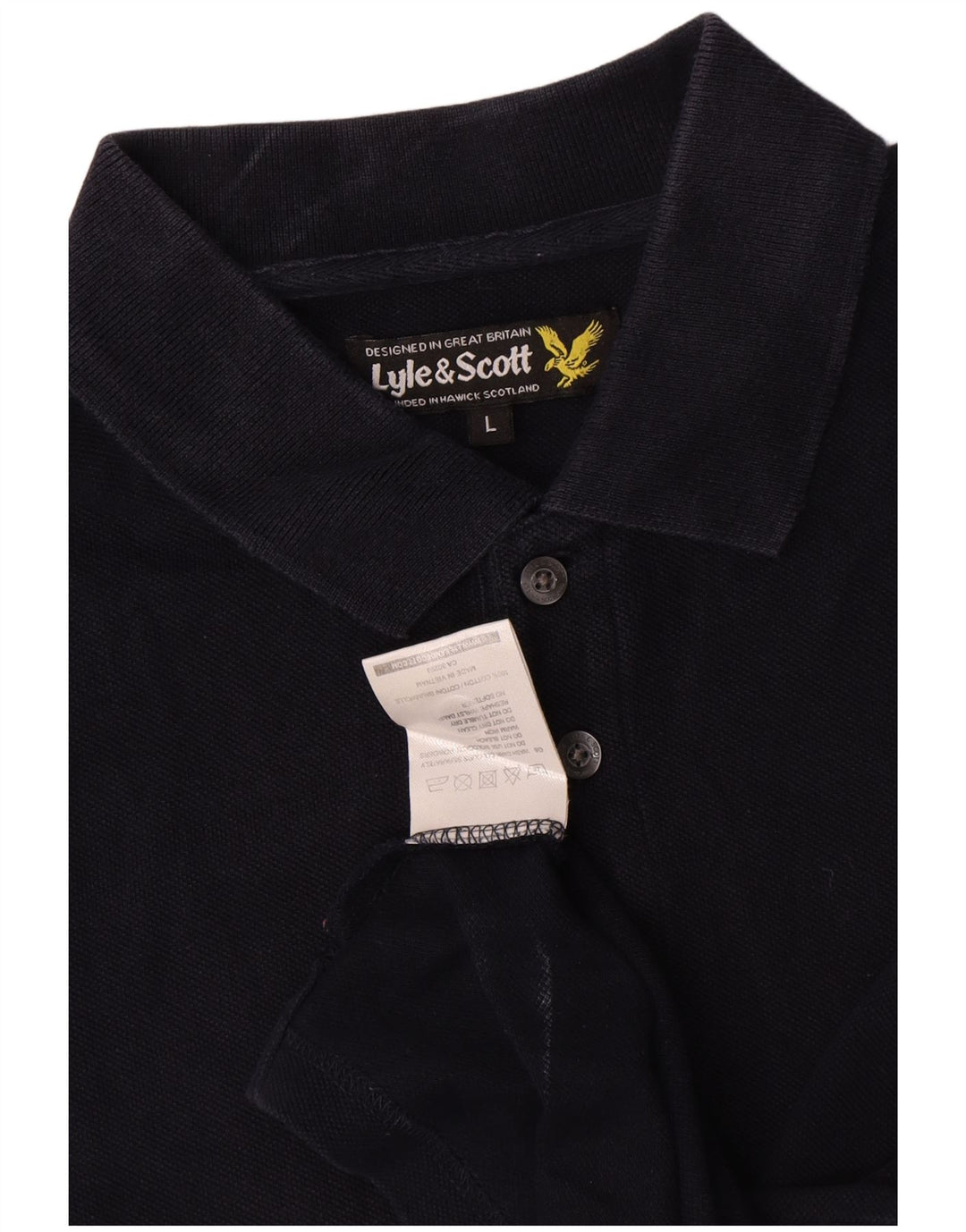 Polo da uomo a maniche lunghe Lyle & Scott grande in cotone blu navy