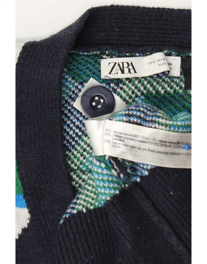 Maglione cardigan oversize da donna Zara UK 10 piccolo multicolore geometrico