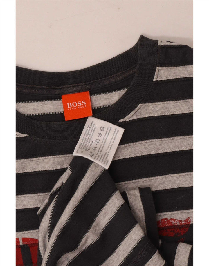 T-shirt grafica da uomo Hugo Boss Top in cotone a righe grigio medio