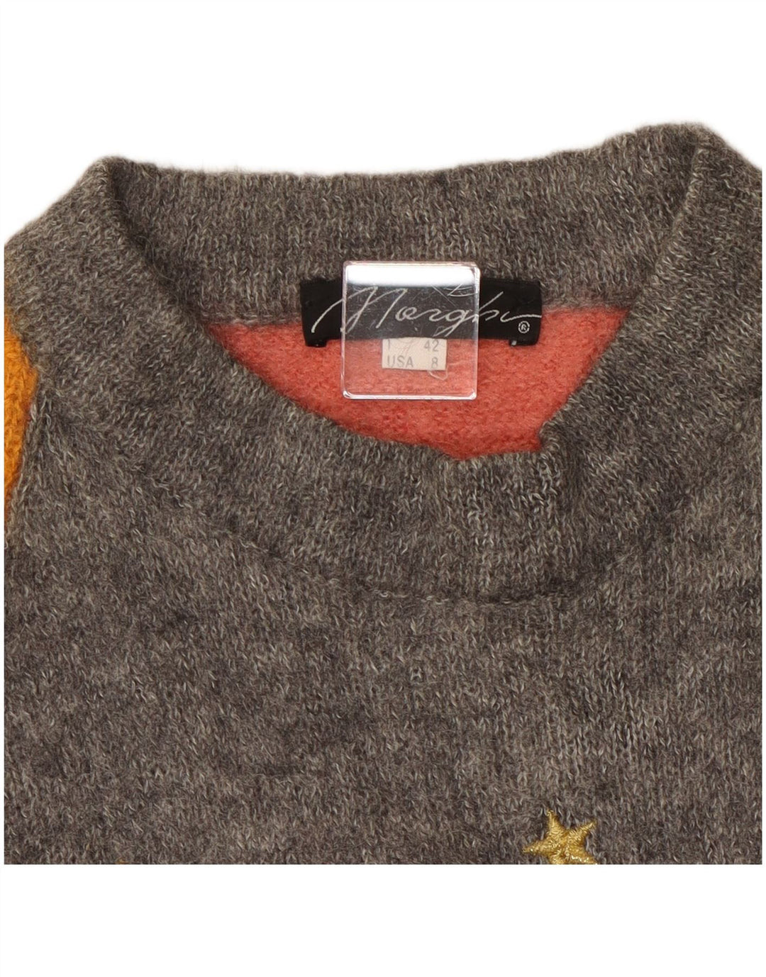 Maglione girocollo da donna vintage IT 42 Colorblock rosa medio