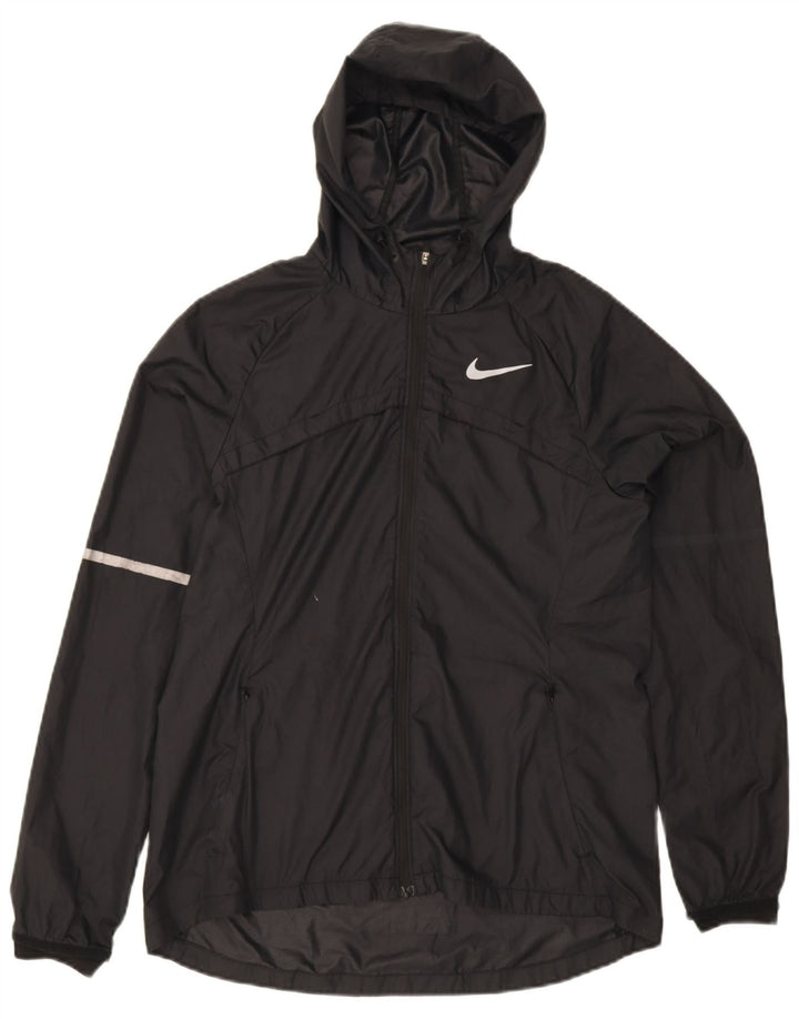 Giacca antipioggia con cappuccio da donna Nike UK 14 Medium Black Poliestere Sports