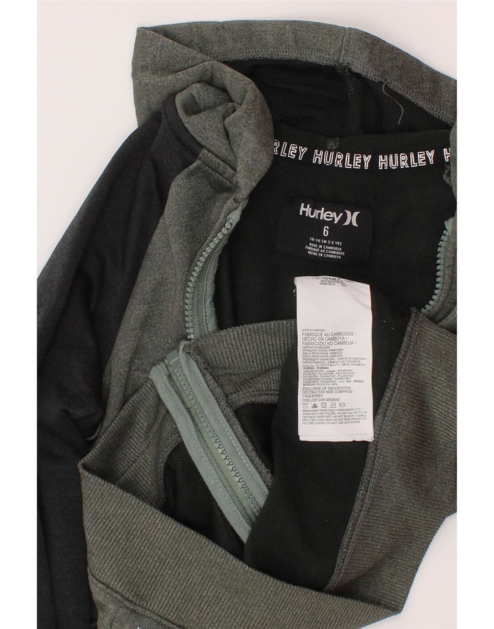 Felpa con cappuccio e zip grafica Hurley per ragazzi 5-6 anni in poliestere color block grigio