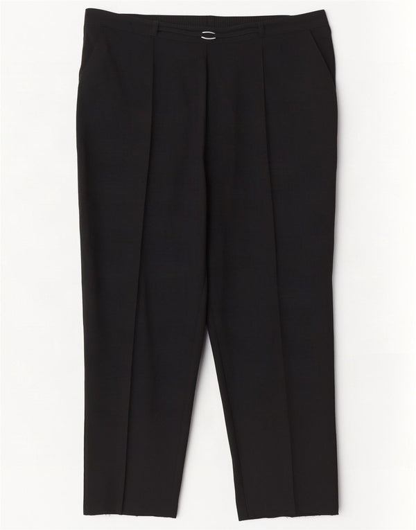 Pantaloni casual a vita alta da donna Marks & Spencer UK 20 2XL W40 L26 Nero