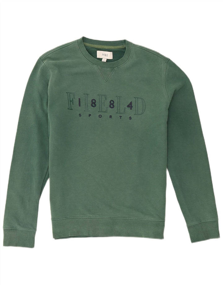 Felpa grafica da uomo Marks & Spencer in cotone verde medio