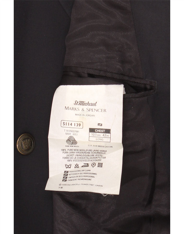 MARKS & SPENCER Giacca blazer doppiopetto da uomo UK 42 Large Blu Navy