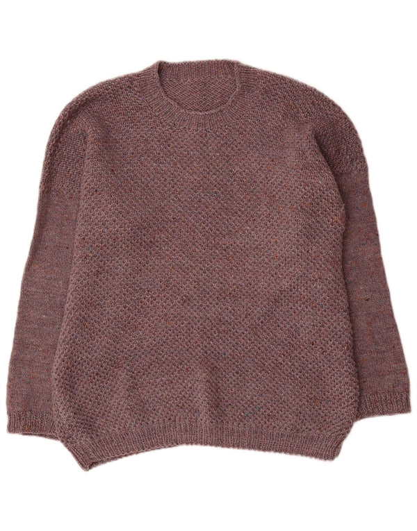Maglione maglione girocollo da donna vintage UK 18 XL marrone screziato