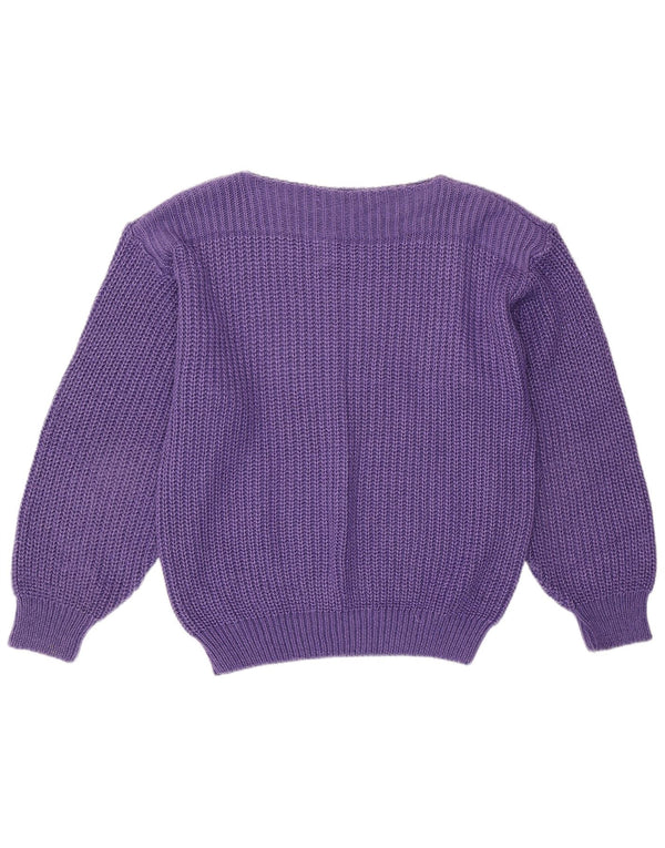 Maglione maglione con scollo a barca da donna VINTAGE EU 40/42 Acrilico viola medio