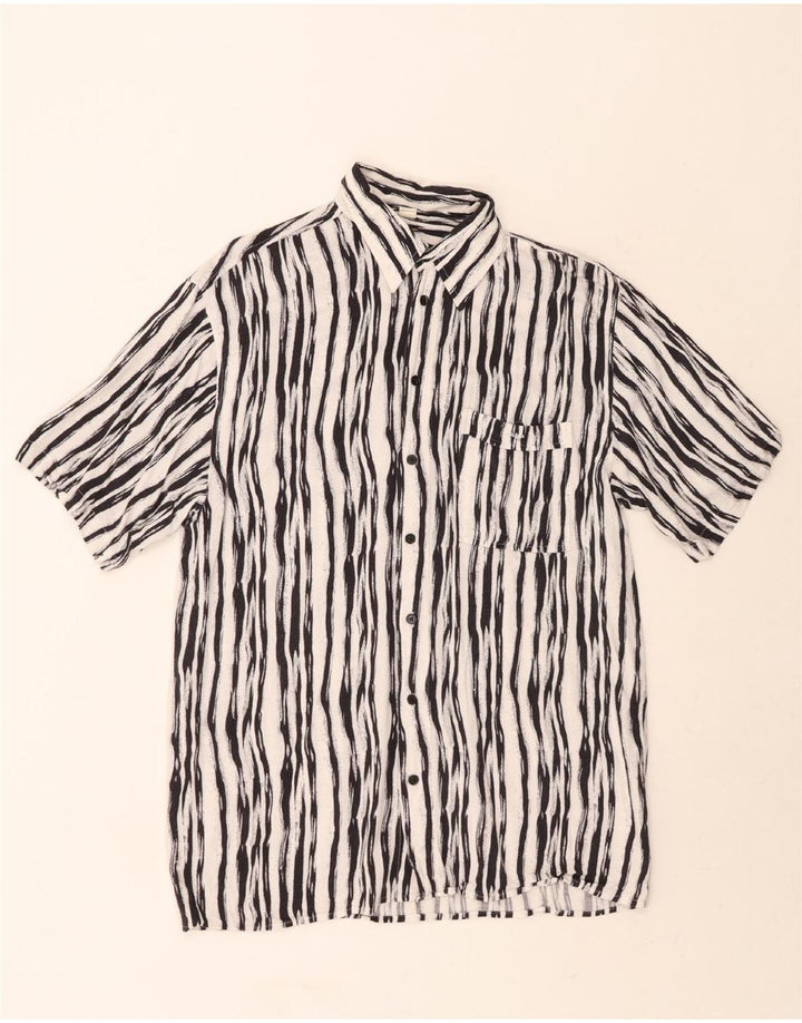 JACQUES LORANT Mens Short Sleeve Shirt Size 15 Medium White Striped Vintage Jacques Lorant and Second-Hand Jacques Lorant from Messina Hembry 
