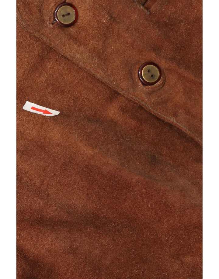 Gilet vintage da uomo in pelle scamosciata UK 40 in pelle marrone medio
