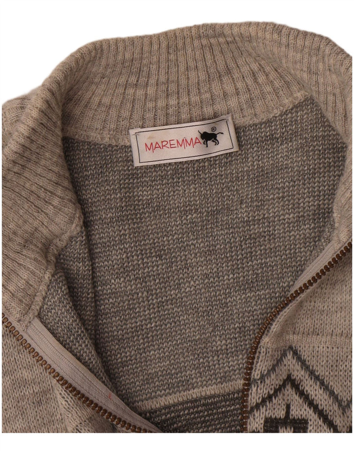 Maglione cardigan da uomo Maremma in poliacrilico Fair Isle grigio medio