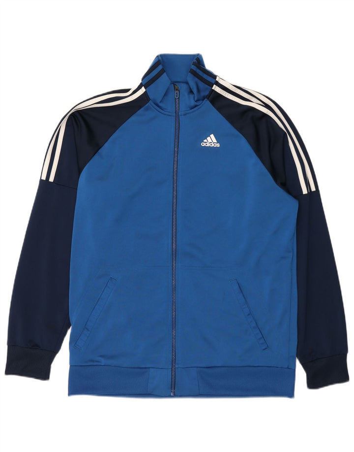 Giacca da tuta da uomo Adidas UK 44/46 Large Blu Colourblock Poliestere
