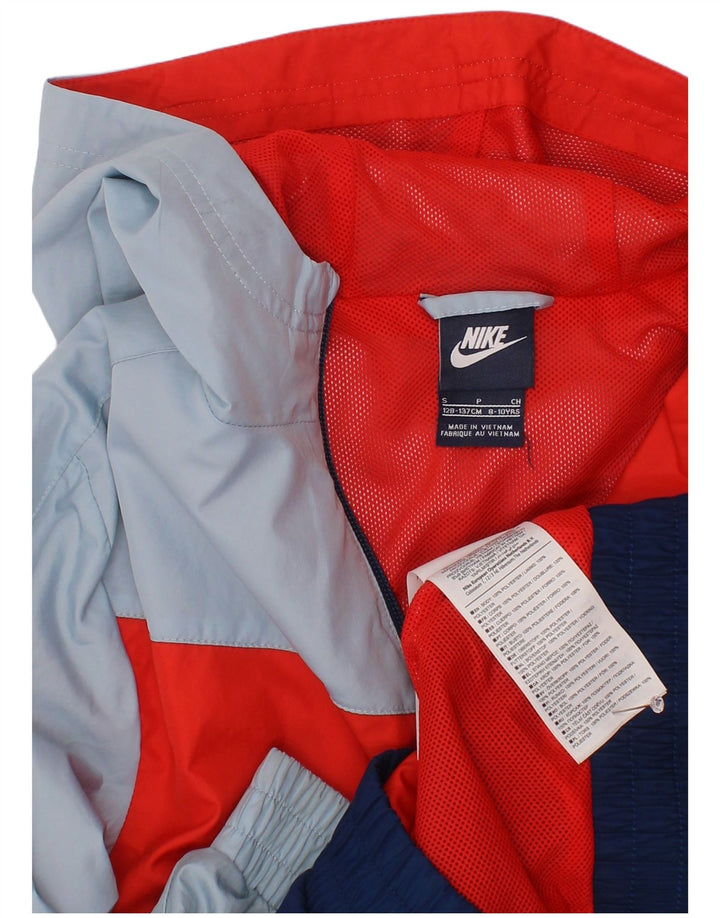 Giacca antipioggia con cappuccio Nike per ragazzi 8-9 anni Small Blu Navy Colourblock