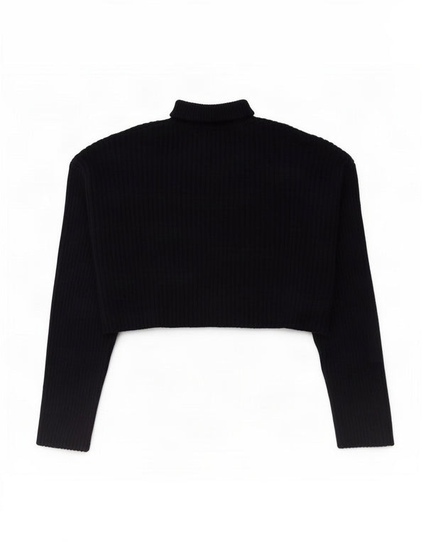 Maglione corto oversize a collo alto da donna Zara UK 10 piccolo blu navy
