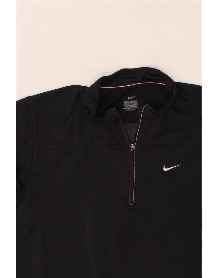 NIKE Womens Dri Fit Short Sleeve Pullover Tracksuit Top UK 14 Medium Black Vintage Nike and Second-Hand Nike from Messina Hembry 