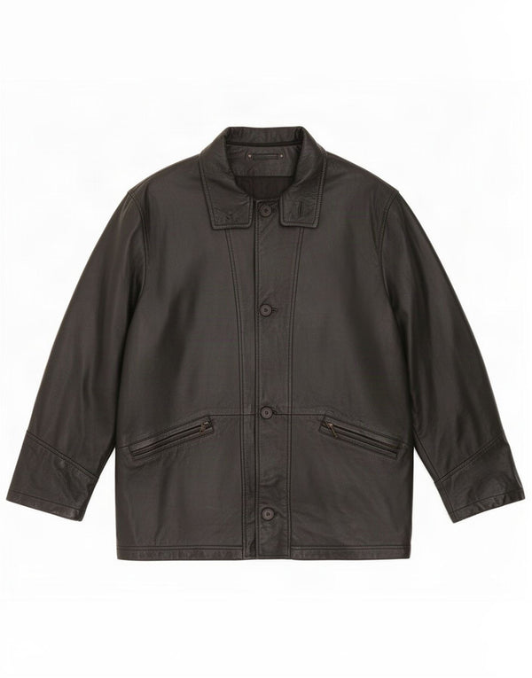 Giacca in pelle vintage da uomo UK 36 piccola nera classica