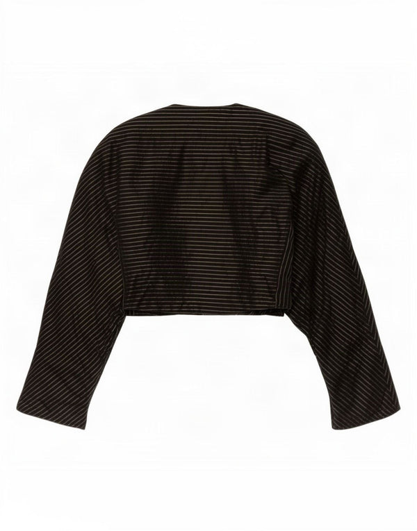 Loretta'O Womens Double Breasted Bolero Jacket IT 42 Medium Black Striped