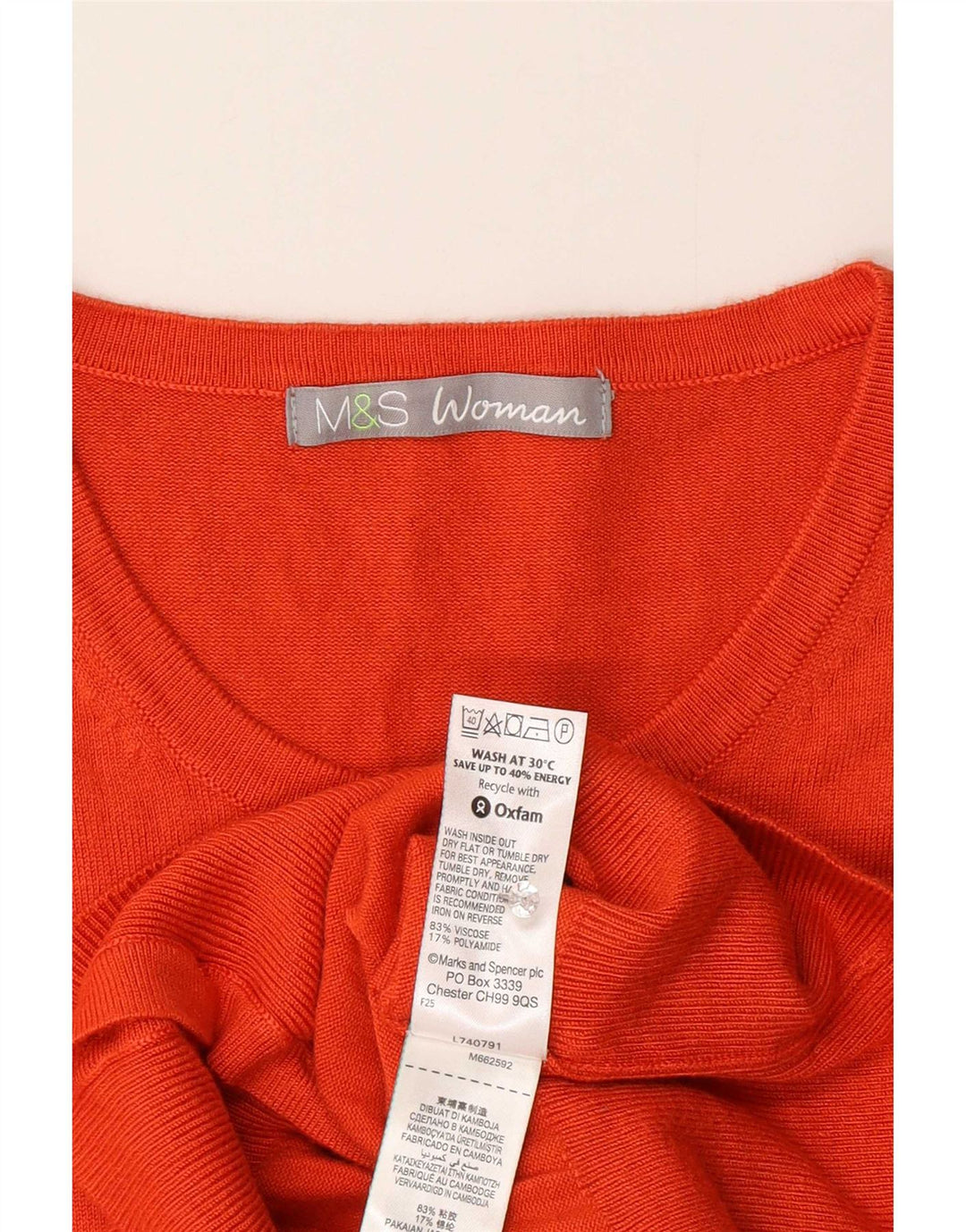 Maglione cardigan da donna Marks & Spencer UK 14 Viscosa arancione medio
