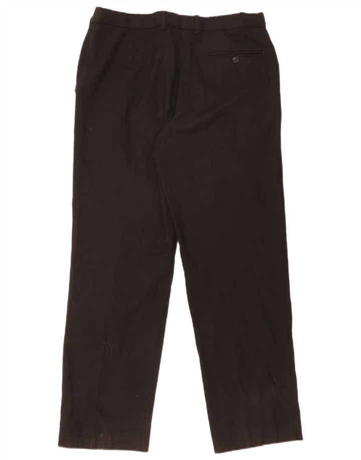 MARKS & SPENCER Pantaloni da abito vestibilità regolare da uomo W34 L31 Lana nera