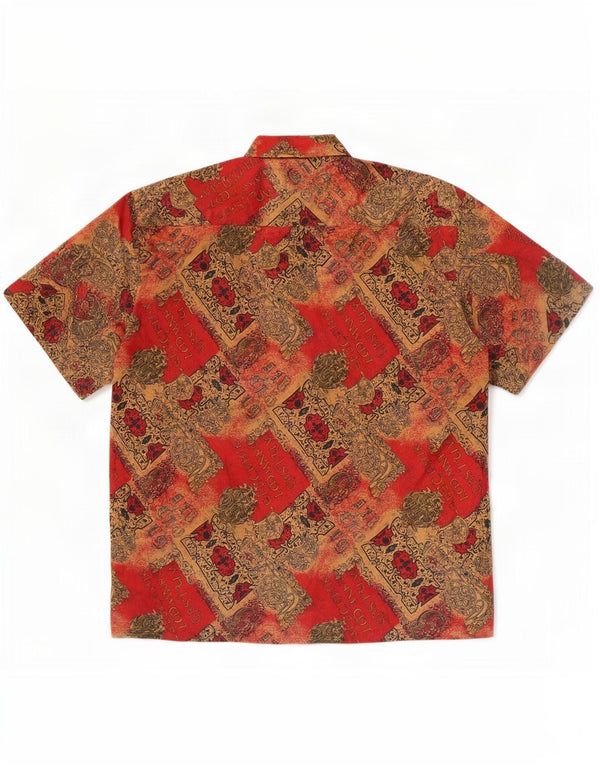 Vintage Mens Graphic Short Sleeve Shirt 2XL Multicoloured Paisley Silk