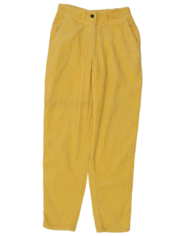 Pantaloni Benetton da donna in velluto a coste a vita alta IT 42 Medium W26 L31 Giallo