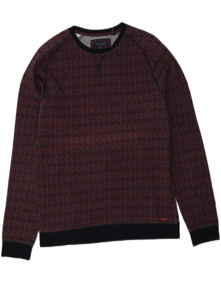 Maglione maglione girocollo da uomo Ted Baker taglia 3 medio floreale multicolore