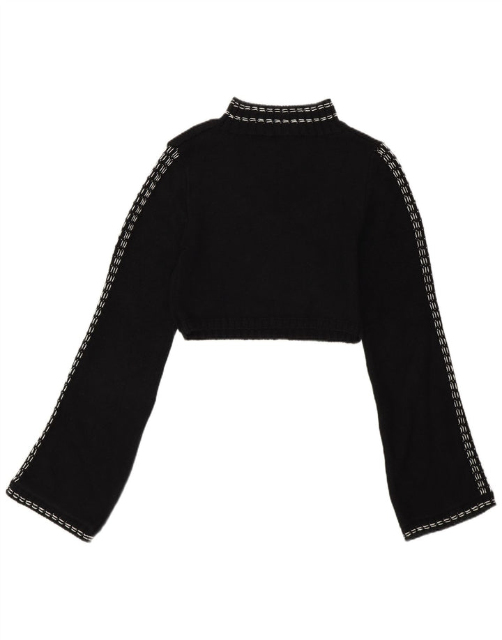 Maglione corto con collo alto da donna Zara UK 12 cotone nero medio
