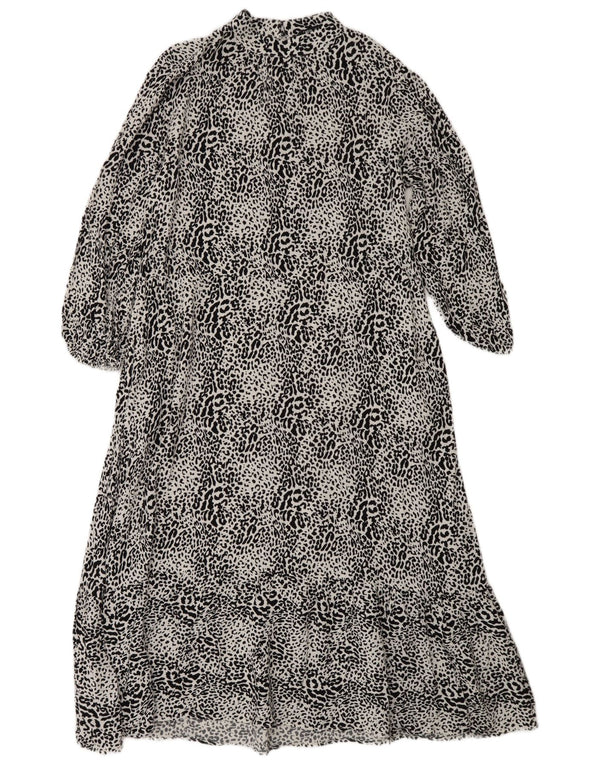 Abito a strati maxi con maniche a 3/4 da donna Zara UK 14 stampa animalier bianca media